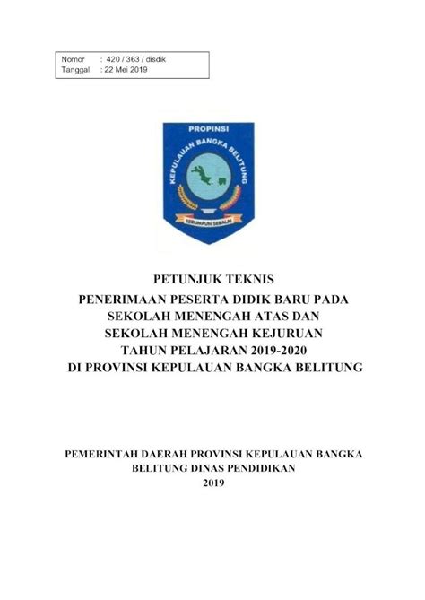 PDF PETUNJUK TEKNIS PENERIMAAN PESERTA DIDIK BARU PADA Dindik