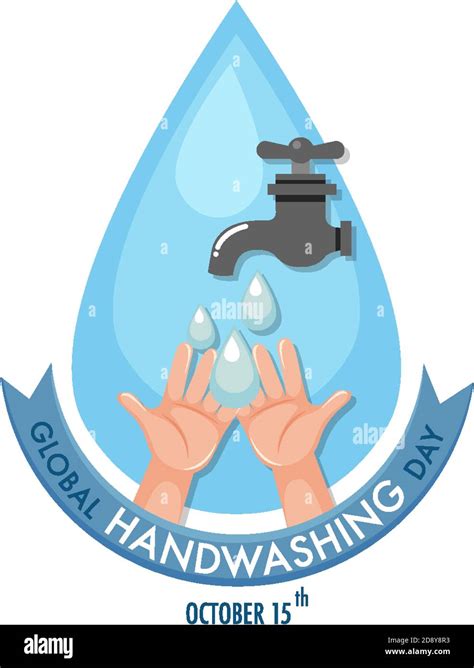 Global Hand washing Day logo with water from tap and water drop ...