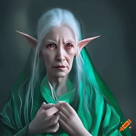 Year Old Female Elf Wearing The Green Robe Of The High Mage On Craiyon