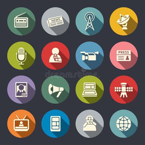 Sistema Del Icono De Los Medios De Comunicación Ilustración Del Vector