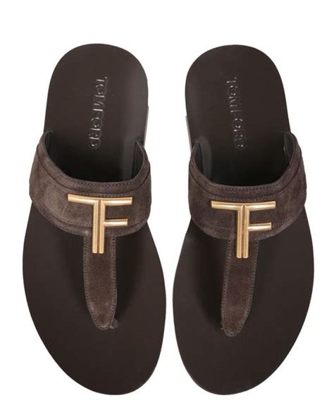 Tom Ford Suede Thong Sandals In Black For Men Lyst