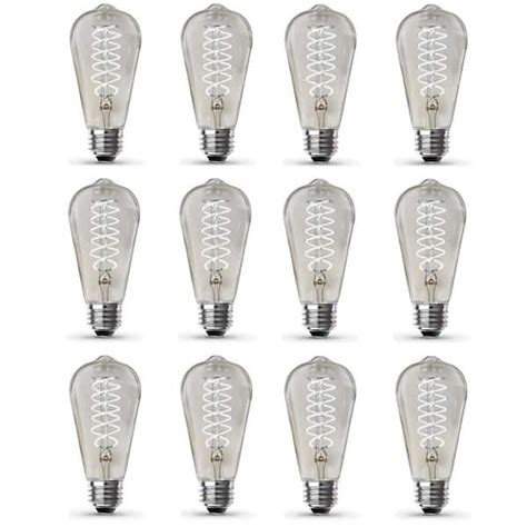 Feit Electric 60 Watt Equivalent St19 Dimmable Spiral Filament Clear Glass E26 Vintage Edison