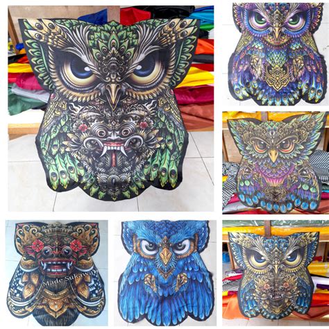 Jual Layangan Kain Celepuk Printing Burung Hantu Knockdown Bongkar