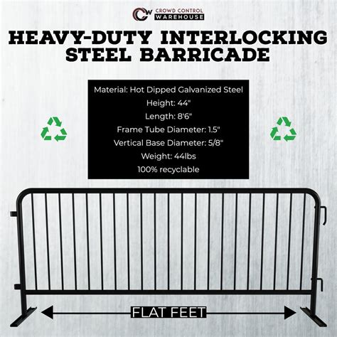 Heavy Duty Interlocking Steel Barricade 85 Ft Black Angry Bull