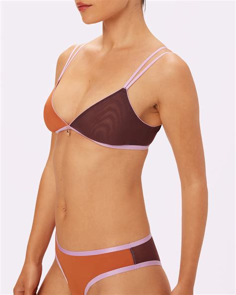 Cross Back Triangle Bralette Silky Mesh Waffle Cone Parade