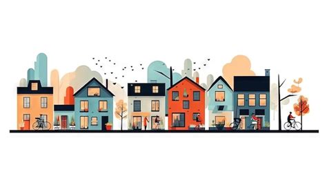 Premium Ai Image A Street With Cute Residental Houses In The