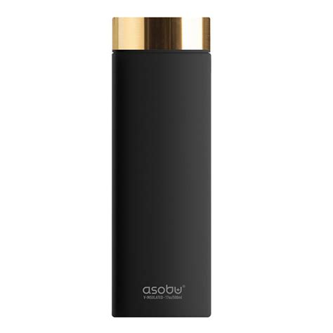 Asobu Insulated Travel Bottle 0 5l Black Gold Wood Silver Stainless