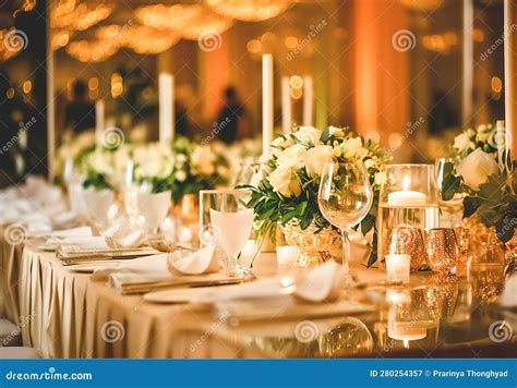 Decor of a Wedding Banquet Hall, Wedding Venue Decorations Stock ...