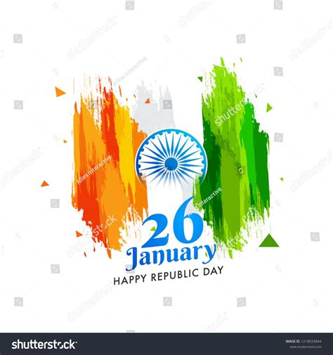 Happy Republic Day Greeting Card Design With Indian Flag Colors