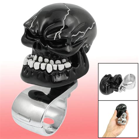 X Autohaux Black Ceramic Skull Head Car Steering Wheel Knob In Steering