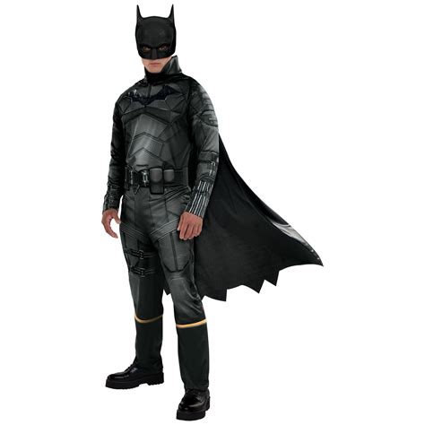 Men's DC Batman Black Jumpsuit with Cape & Mask Halloween Costume ...