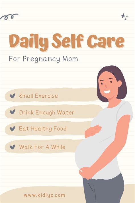 A Pregnant Woman Holding Her Belly With The Words Daily Self Care For