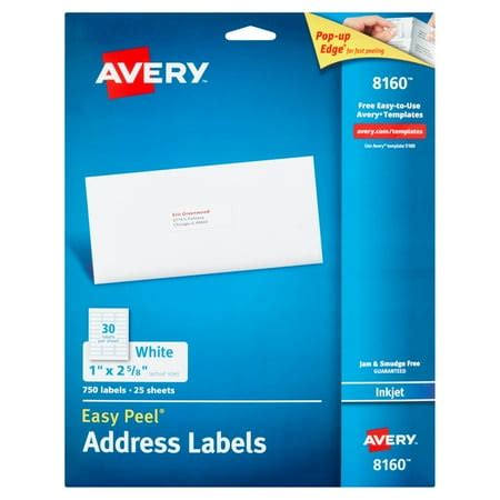 Avery 8160 Easy Peel White Inkjet Address Labels, 750 count - Walmart.com