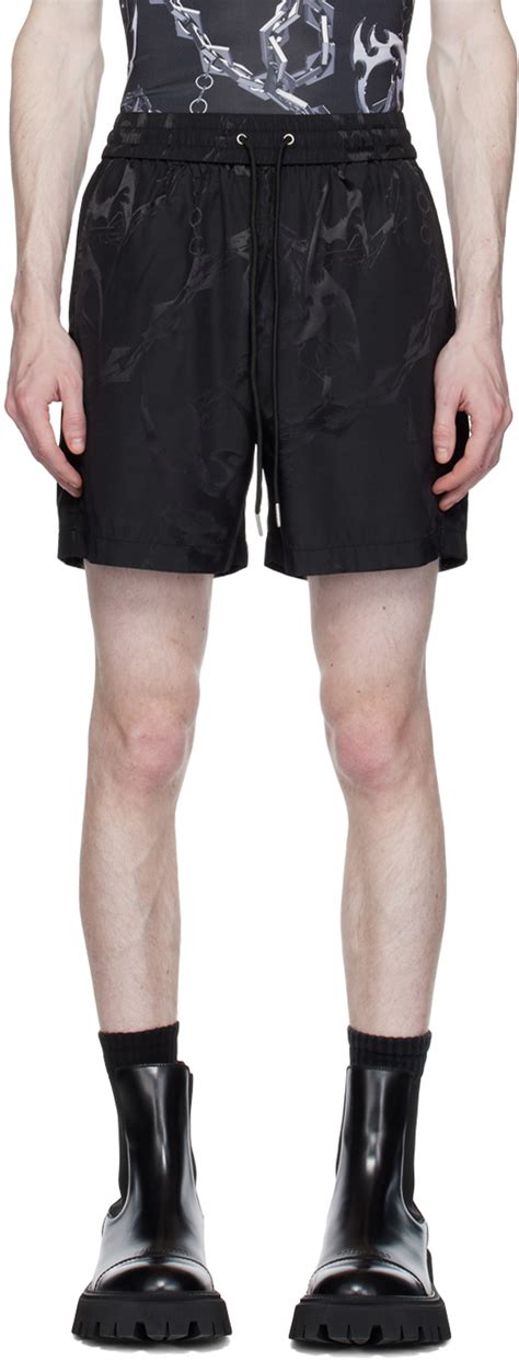 Black Jacquard Track Shorts By Han Kjobenhavn On Sale