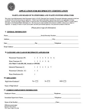 Fillable Online Mde Maryland Application For Reciprocity Certification