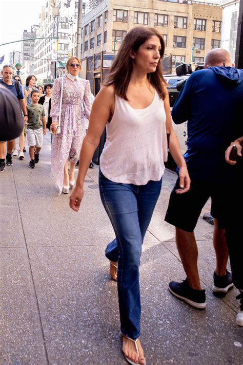 Jennifer Lopezs Sister Lynda Lopez Slips On Thong Sandals At Theater