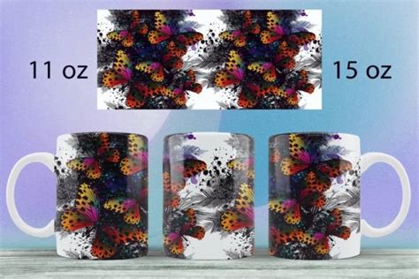 Butterfly Mug Wrap Boho Mug Sublimation Graphic By Ksenia Shuneiko