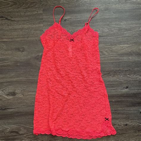 Victorias Secret Hot Pink Lace Lingerie Slip Size Depop