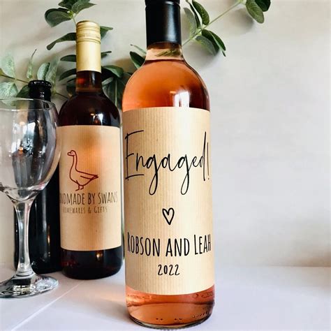 Engagement Wine Label Personalised Engagement T Engaged Etsy Uk In