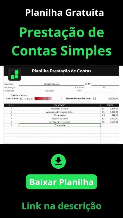 Planilha De Prestação De Contas Simples Gratuita Youtube