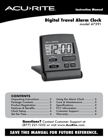 Acurite Digital Travel Alarm Clock Instruction Manual Manualzz