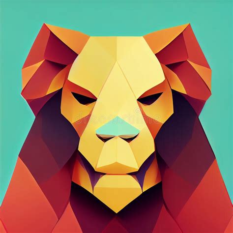 Abstract Geometric Lioness Head Muzzle Of A Lion Digital Illustration