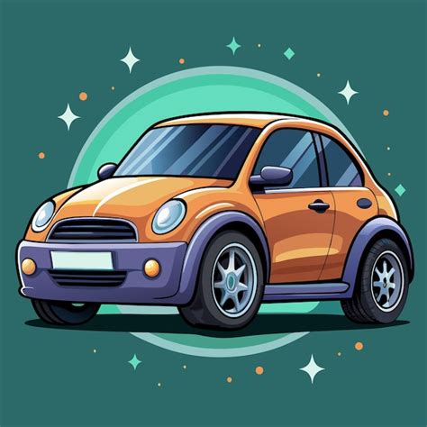 Un coche colorido con una placa de matrícula que dice mini Vector