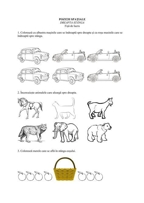 AcademiaABC Fișă de lucru Poziții spațiale dreapta stânga