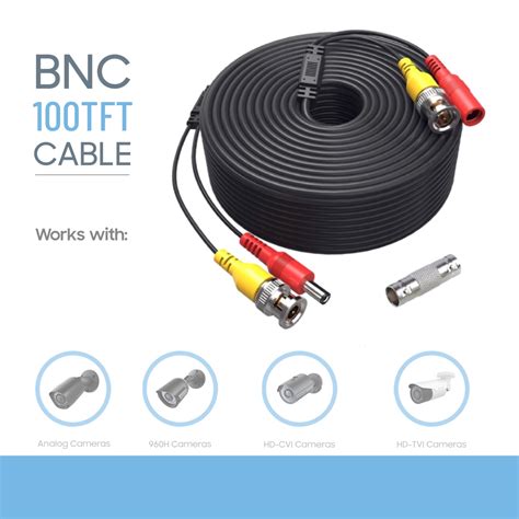 Konkin Boo Ft Black Bnc Video Power Wire Cord Replacement For Swann