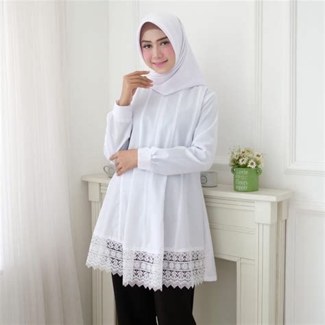 Jual Seenaoutfit Vania Baju Putih Atasan Tunik Premium Modern Tunik