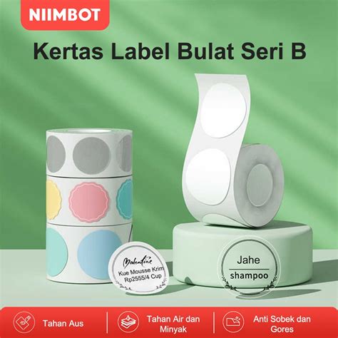 Jual NIIMBOT B21 B1 B3S Stiker Label Bulat Transparan Warna Putih