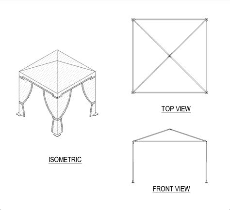 Covered Pop Up Gazebo Dwg Cad Block Free Download