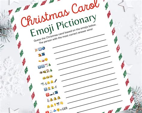 Christmas Carol Emoji Pictionary Christian Christmas Game for Kids ...