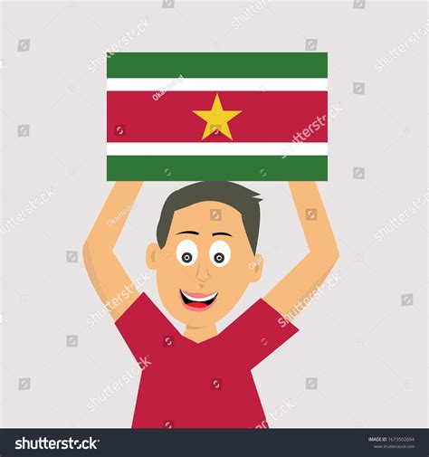 Boy Holding Surinam Flag Vector Illustration Stock Vector Royalty Free