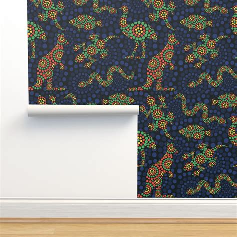 1970 Aboriginal Style Dot Art Wallpaper | Spoonflower