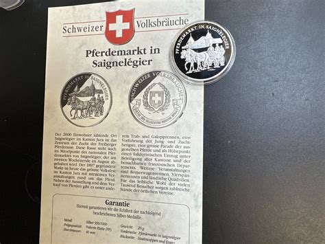 Medaille Silber 999 20g Schweizer Volksbräuche Pferdemarkt Kaufen auf