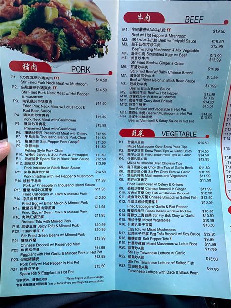 Menu at New Fusion Chinese Restaurant, Aurora