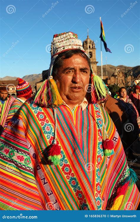 Peruvian Dancer In Colourful Traditional Clothing At The Annual Fiesta