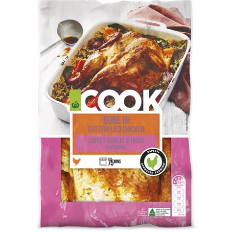 Woolworths Cook Butterflied Chicken Sweet Garlic Herb Marinade 900g