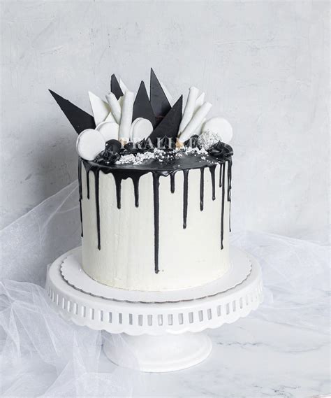 Black And White Drip Cake