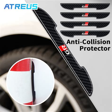 4pcs Toyota Gr Car Door Anti Collision Strip Guards Carbon Fiber