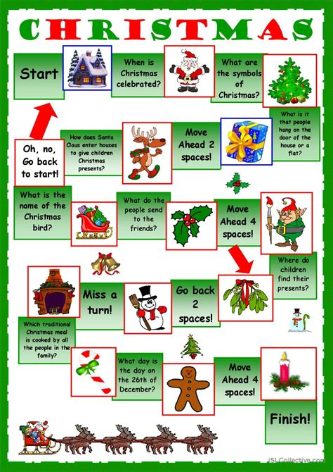 Christmas Board Game English Esl Worksheets Pdf Doc