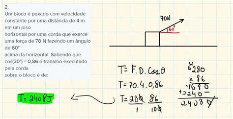 Um Bloco Puxado Velocidade Constante Por Uma Dist Ncia De M