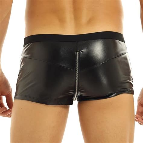 Yonghs Fr Homme Boxer Sexy Ouvert Cuir Slip Jockstrap Sous V Tement