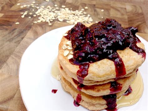 Cinnamon Oatmeal Pancakes With Mixed Berry Compote The Foodie Runner