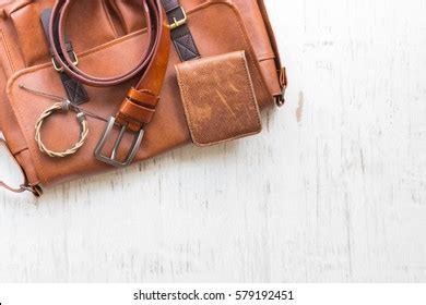 Mens Casual Outfits Leather Accessories On Stock Photo