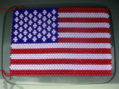 American Flag Beaded Banner Etsy Beaded Banners Flag Beads