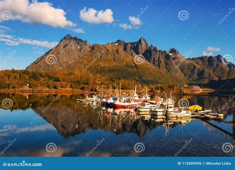 Fishing Boats and Yachts on Lofoten Islands in Norway Stock Image ...