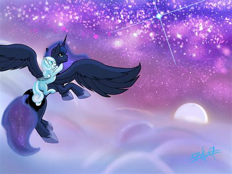 3047347 Safe Princess Luna Oc Oc Snowdrop Alicorn Pegasus Pony