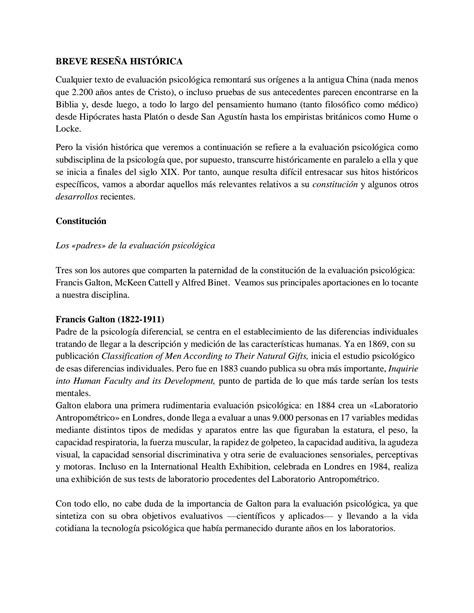 Solution Breve Rese A Hist Rica Evaluacion Psicologica Studypool